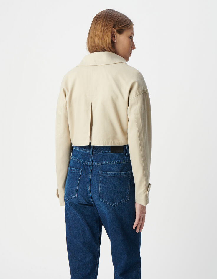 Beiger 2-in-1-Trenchcoat für Damen mit abnehmbarer Jacke-5