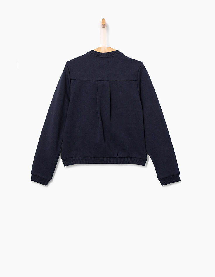 Cárdigan navy con cremallera y encaje niña-3