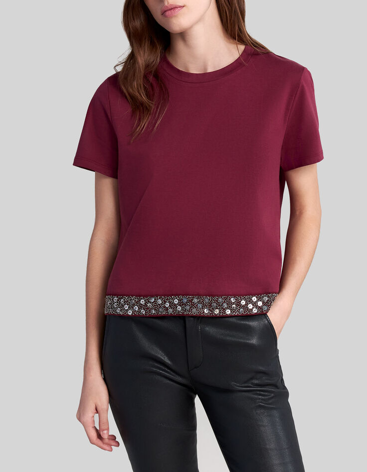 Camiseta burdeos algod&oacute;n bordados joya-2