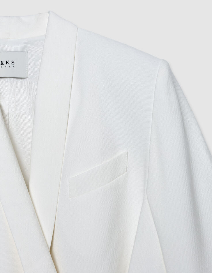 Wei&szlig;e Anzugjacke f&uuml;r Damen mit geknoteten Seiten-4