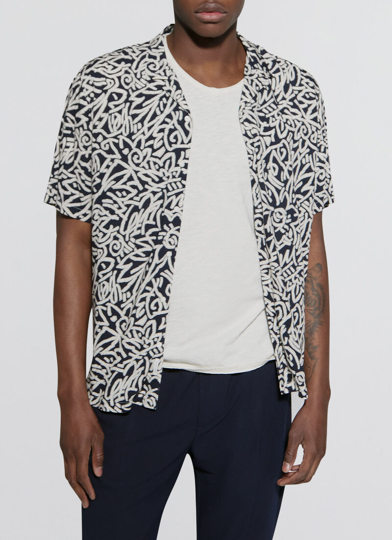 Camisa REGULAR azul marino estampado gráfico Hombre