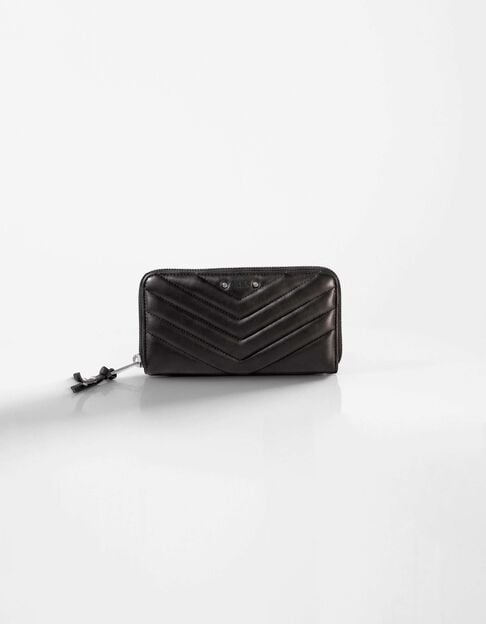 Women's 1440 Compagnon black quilted leather wallet - IKKS