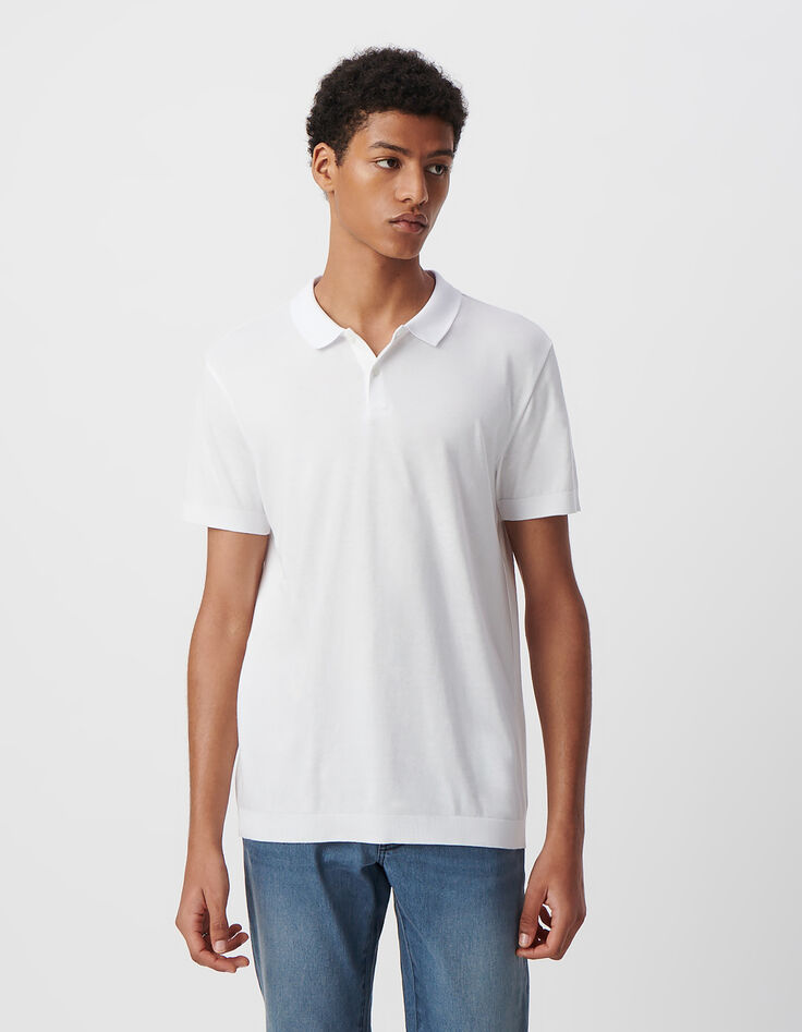 Polo blanc en coton modal Homme-2