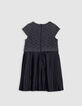 Vestido negro plisado top encaje trampantojo niña-4