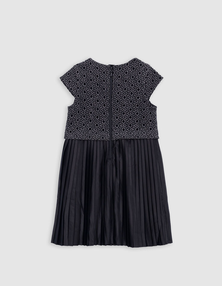 Vestido negro plisado top encaje trampantojo niña-4
