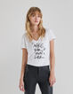 Wei&szlig;es Damen-T-Shirt mit Schriftzug und Nieten-2