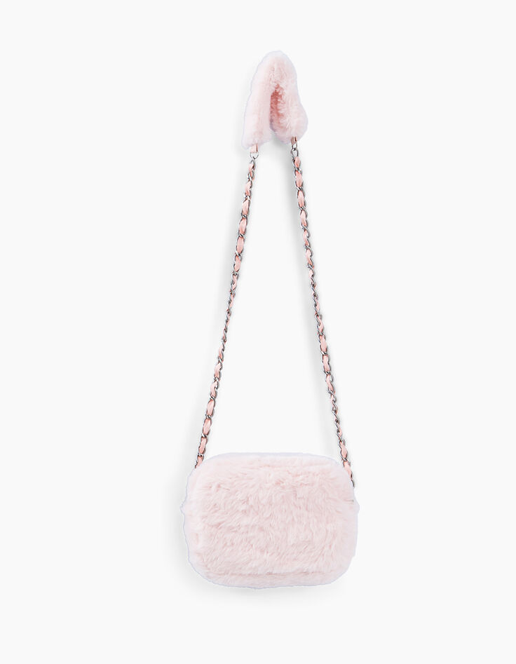 Bolso de mano rosa empolvado de piel sintética niña-3