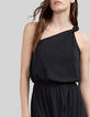 Women’s black one shoulder long dress-3