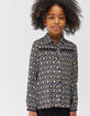 Girls’ black paisley print and lace shirt-1