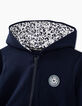 Cardigan sport navy avec doublure capuche imprimée fille-2