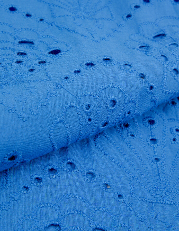Damenhose mit weitem Bein, blau, mit Lochstickerei-9