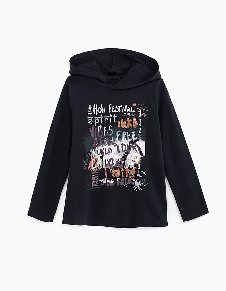 Schwarze T-Shirt Druck graphiti Junge-1