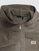 Cardigan à capuche zippé kaki poches bi-matières garçon-3 Cardigan à capuche zippé kaki poches bi-matières garçon-3