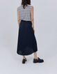 Women’s navy skull motif jacquard pleated skirt-5