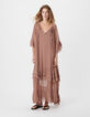 Blush long flowing dress with ruffles for women-1