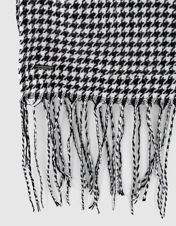 Girls' black and white houndstooth motif scarf-2