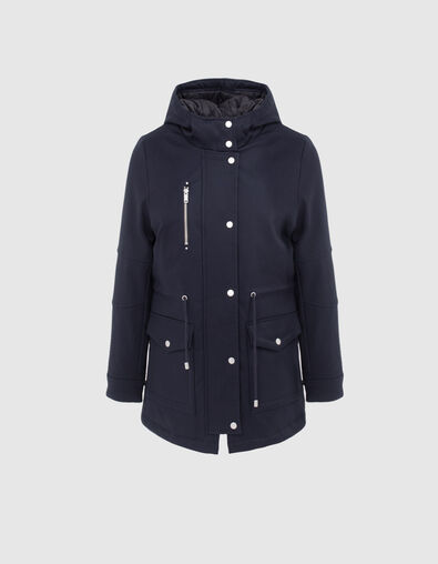 Parka mi-longue à capuche bleu marine femme - IKKS