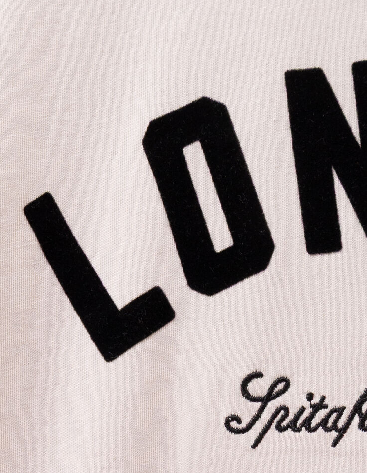 Beige T-shirt biokatoen zwarte tekst meisjes-6
