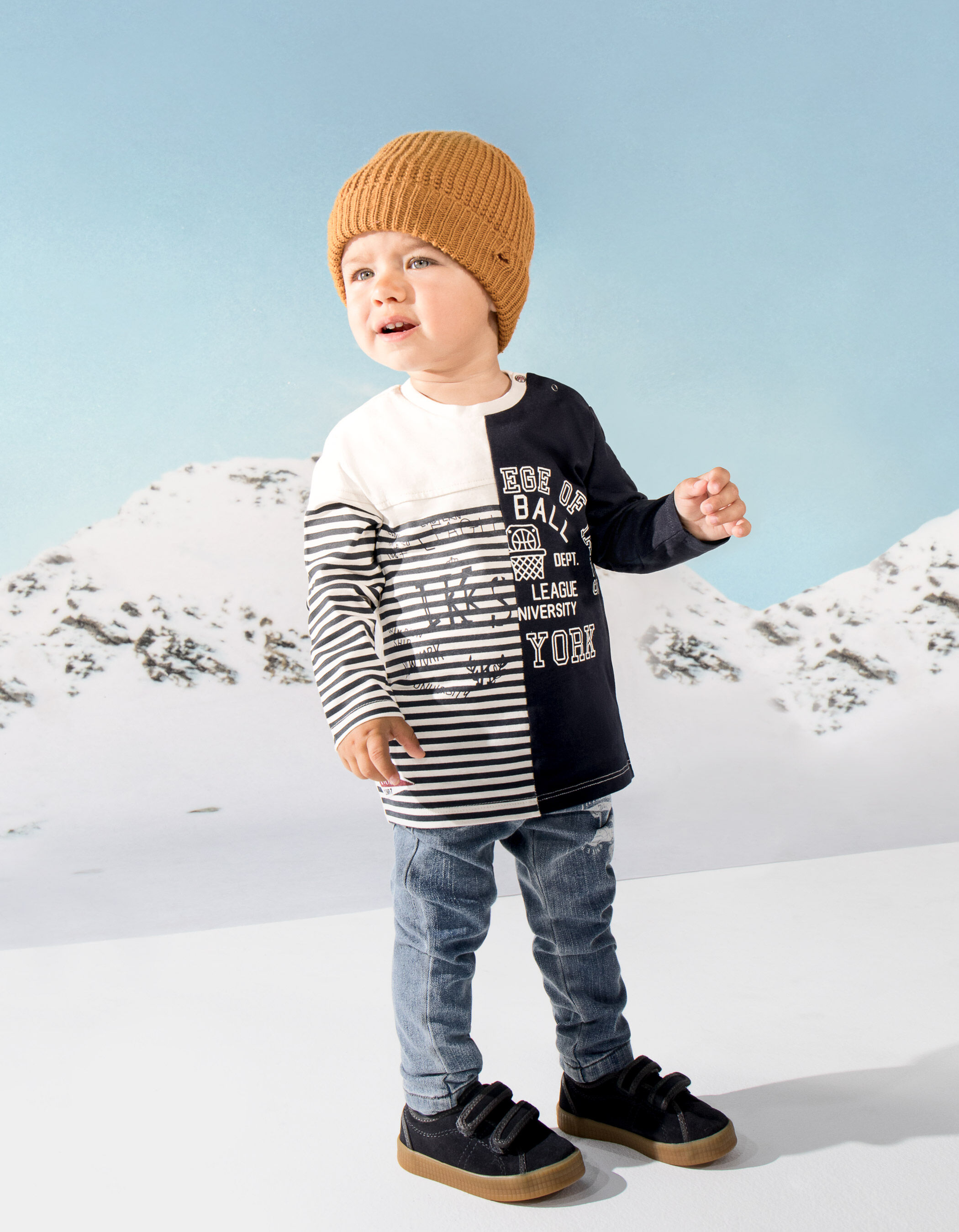 T shirt mariniere bi motifs bebe garcon