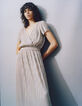 Robe longue dorée plissée réversible Femme-9