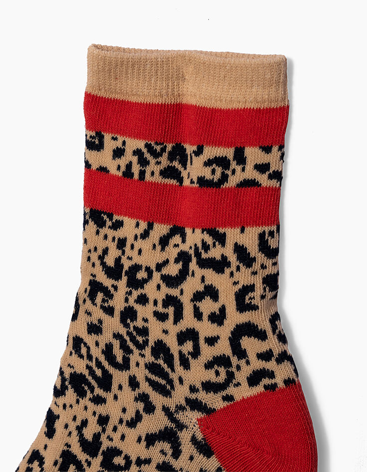 Chaussettes navy et léopard fille -5
