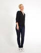 Top noir à encolure V en broderie anglaise I.Code-6