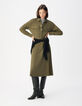 Women's Khaki Knit Shirt Dress with Belt-5