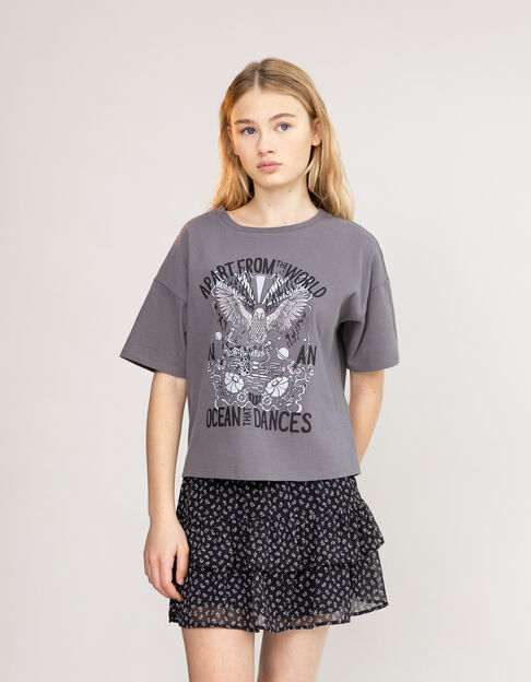 T-shirt Fille Zara Gris Coton 9-10 Ans – Neuf Avec étiquettes