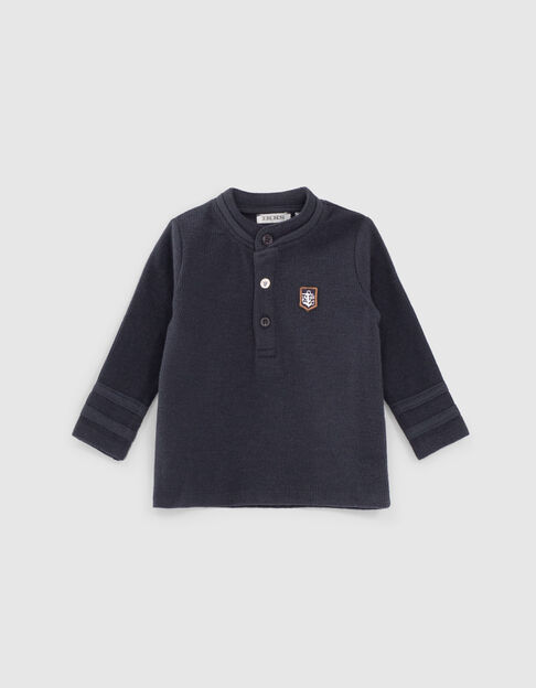 Polo navy nido de abeja bandera espalda bebé niño  - IKKS