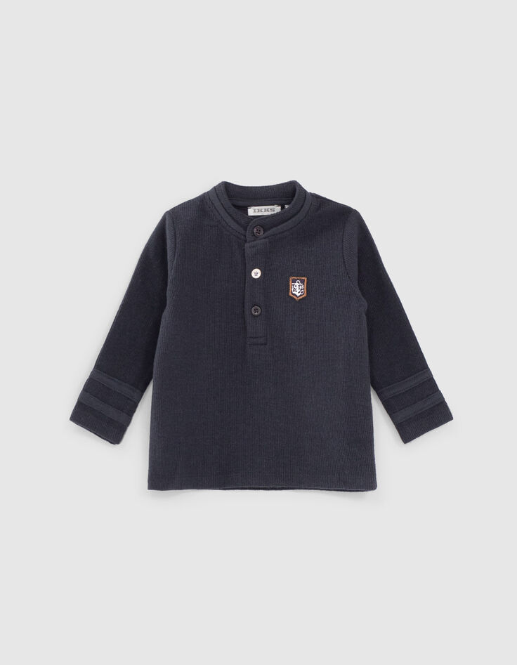 Polo navy nido de abeja bandera espalda bebé niño -1