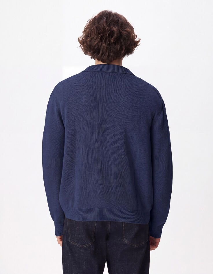 Herenpolo met knoopsluiting in marineblauw-4