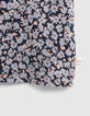 Blaues Kleid Bio-Baumwolle lila Blumenmuster für Mädchen-6