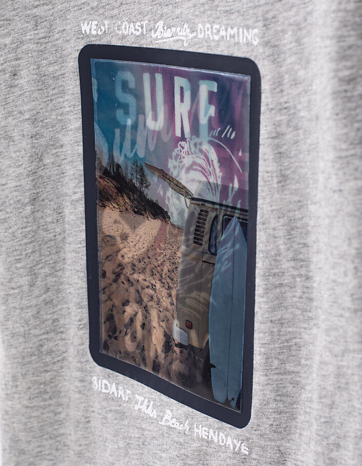 Boys’ grey lenticular surfboard organic cotton T-shirt - IKKS