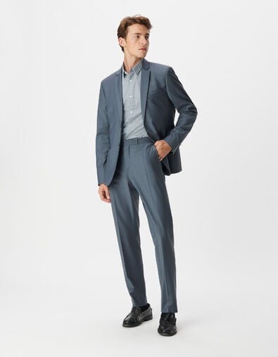 Chemise slim bleue imprim&eacute; minimaliste Homme - IKKS