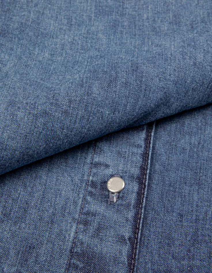 Chemise en jean bleu cropped Femme-8