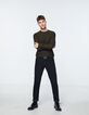 Men’s bronze knit sweater with diagonal lines-6