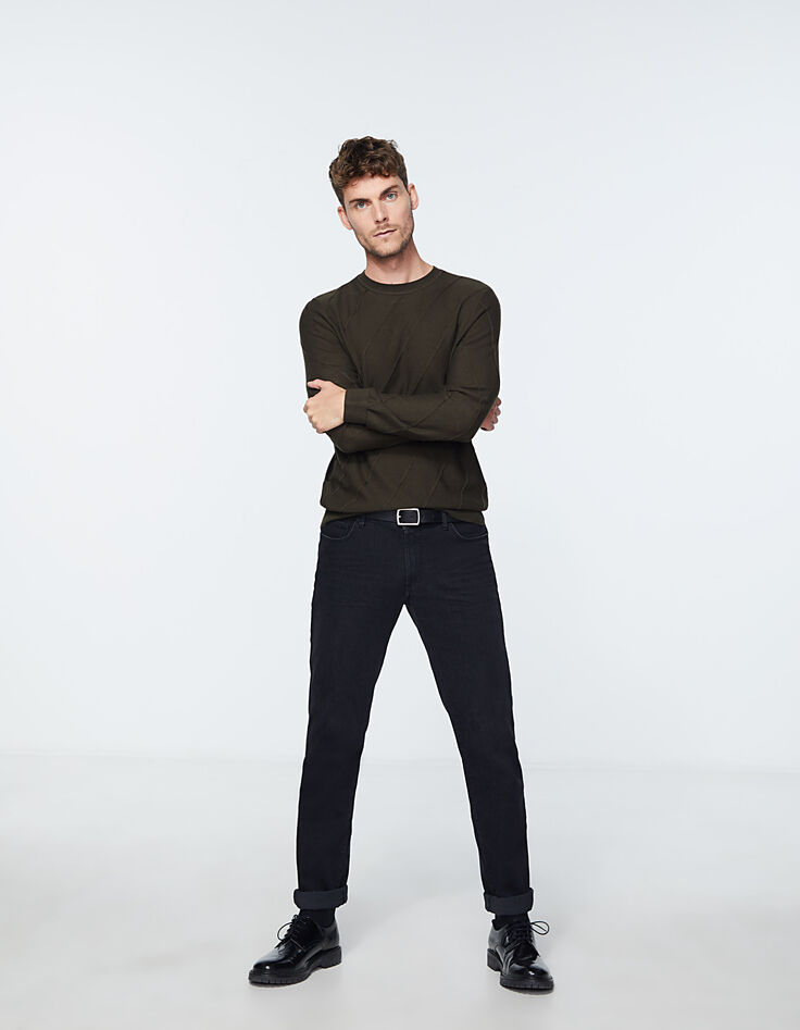 Men’s bronze knit sweater with diagonal lines-6 Men’s bronze knit sweater with diagonal lines-6