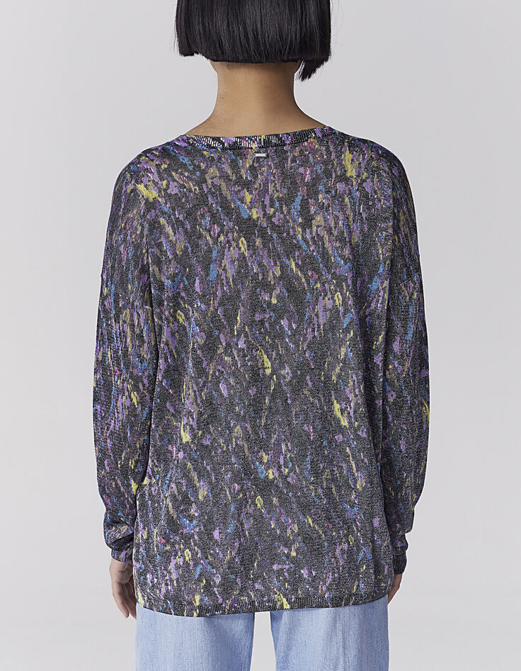 Damenpullover mit buntem Muster und Metallic-Garn-2