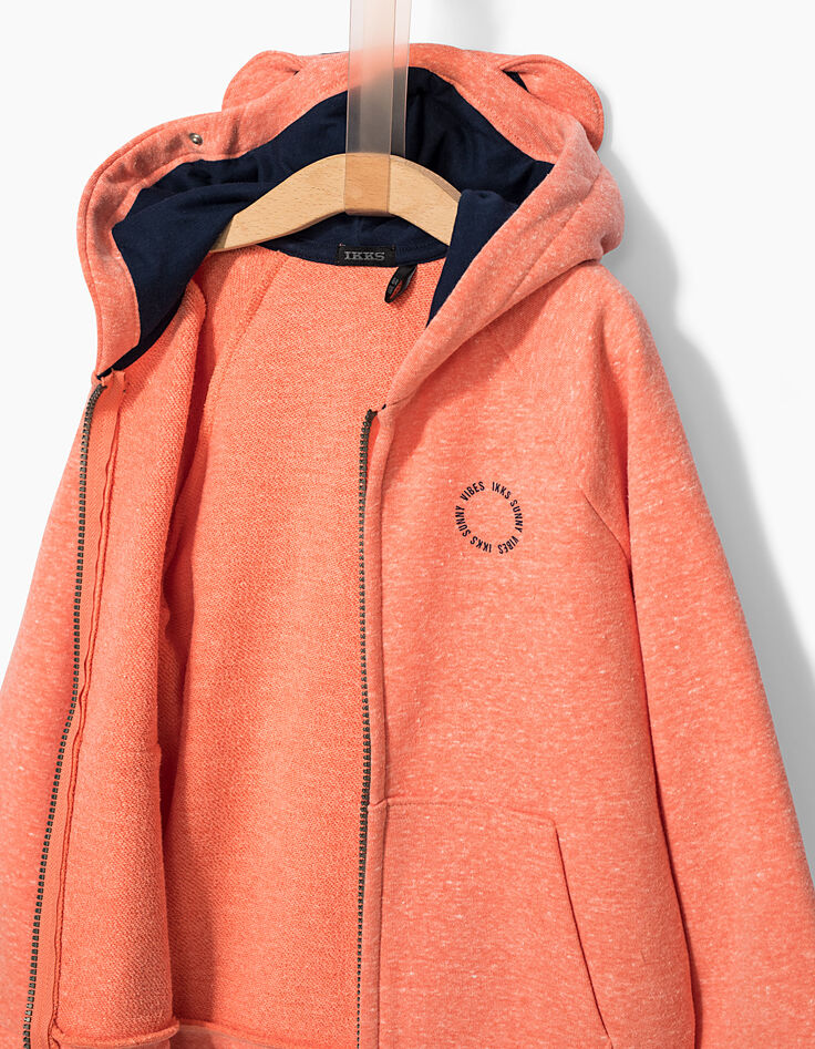 Boys’ terracotta mask-hood sweatshirt cardigan-5
