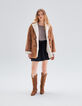 Manteau cognac cuir retourné esprit canadienne Femme-8