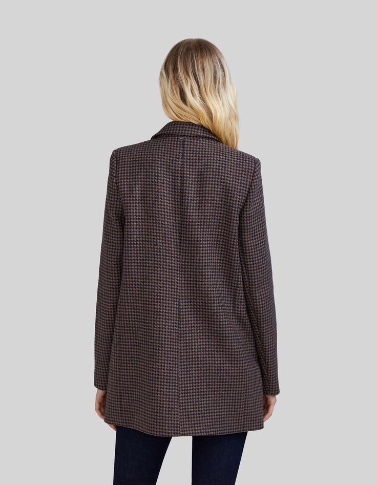 Women&rsquo;s sesame coat with houndstooth colours-3