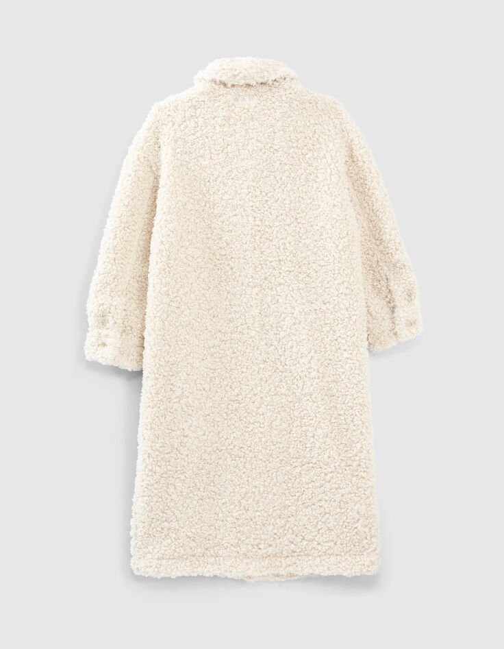 Lange ecru mantel in Sherpa meisjes-3