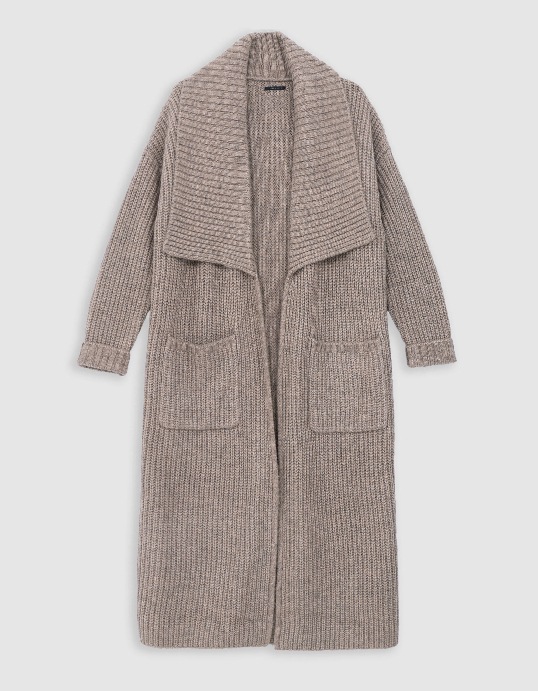 Cardigan long beige tricot Femme IKKS