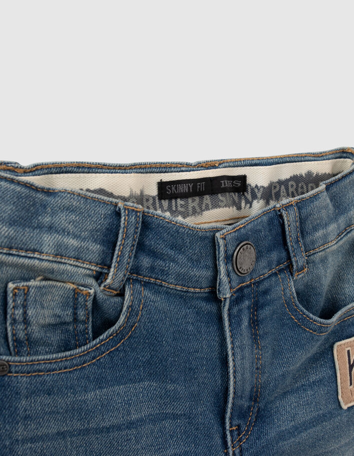 Blaue Skinny-Jungenjeans im Patchwork-Look - IKKS