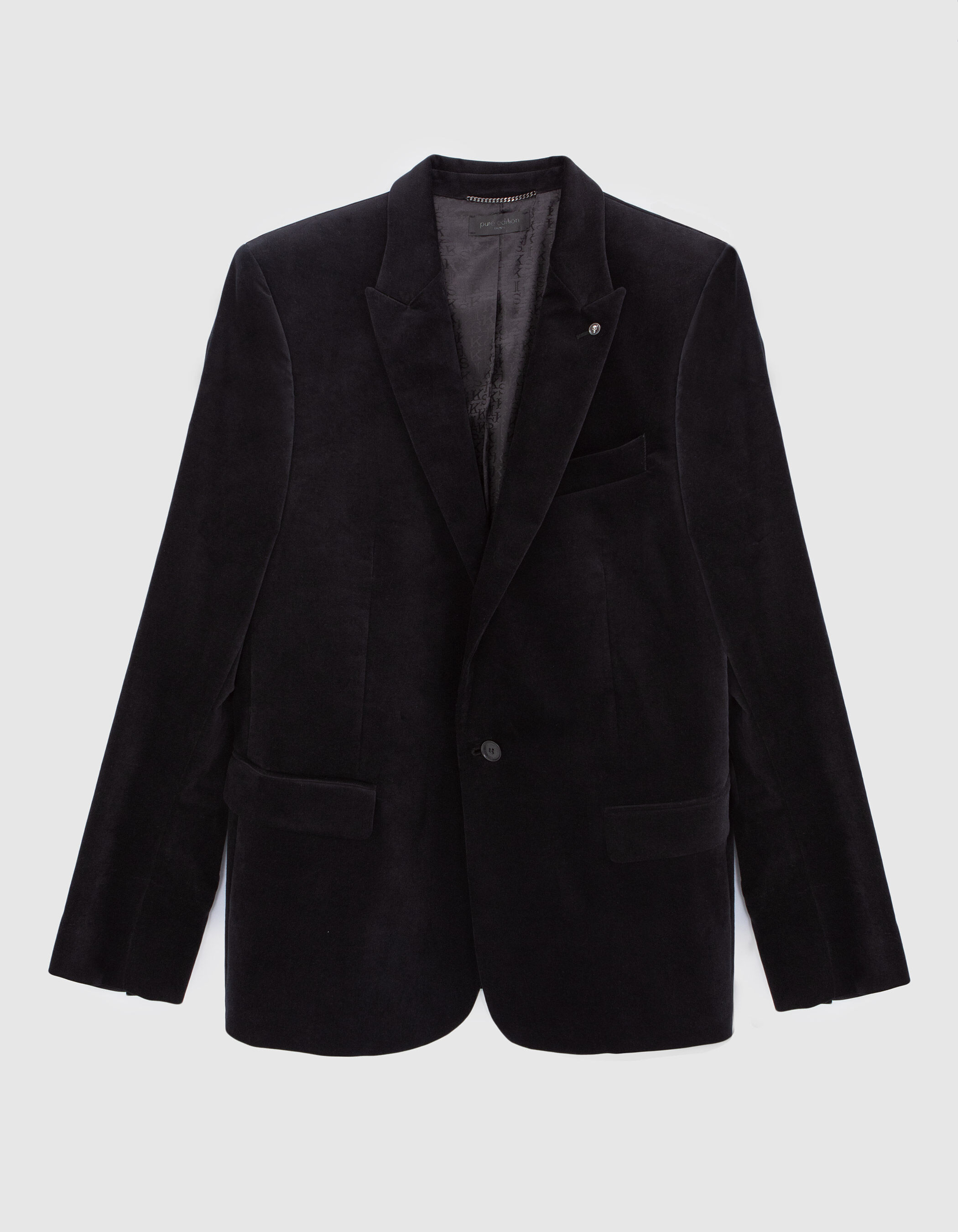 Veste de costume noire en velours Homme