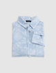 Chemise bleue tissu Liberty motif exotique garçon-5