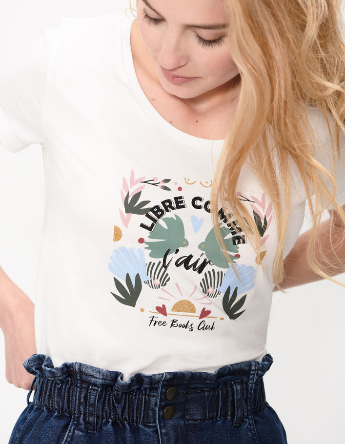 Cremeweißes T-Shirt mit fröhlichem Motiv I.Code - I.CODE