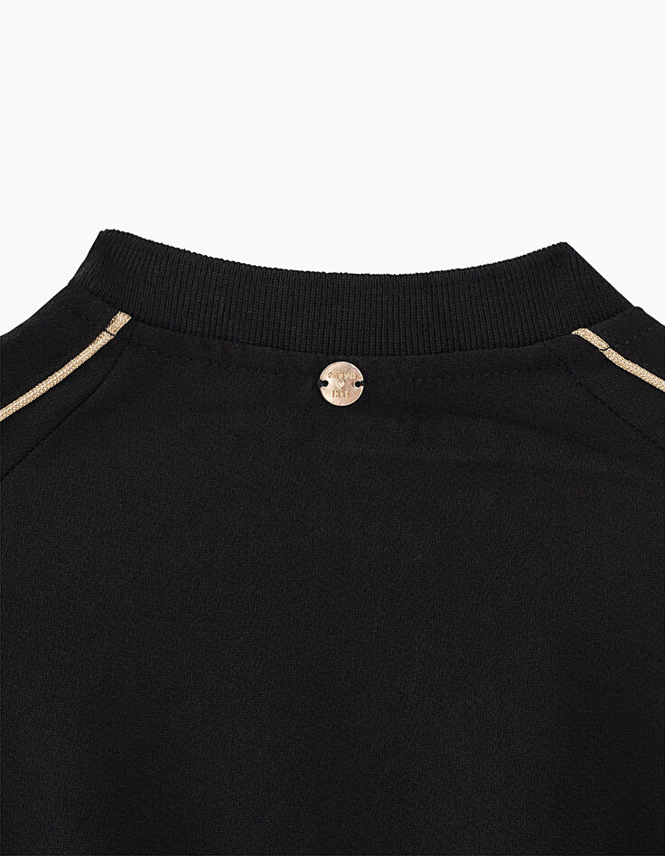 Combi-short noir esprit bomber avec broderies fille-7 Combi-short noir esprit bomber avec broderies fille-7