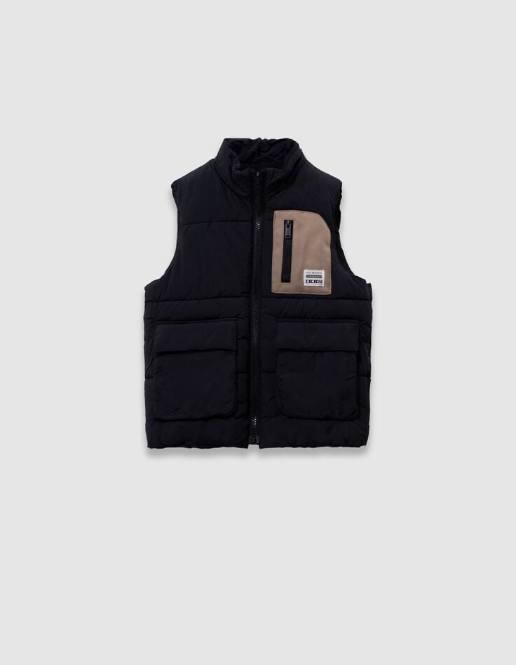 Schwarzer 2-in-1-Jungenparka und Steppweste-4 Schwarzer 2-in-1-Jungenparka und Steppweste-4