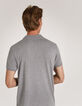 Polo gris m&eacute;tal bi-mati&egrave;re avec dos jersey Homme-2